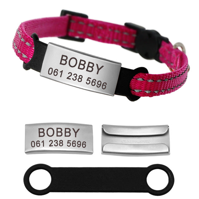 Nylon Cat Collar Personalized Pet Collars With Name ID Tag Reflective Kitten Collars Necklace For Pets Dog Accessories The Clothing Company Sydney