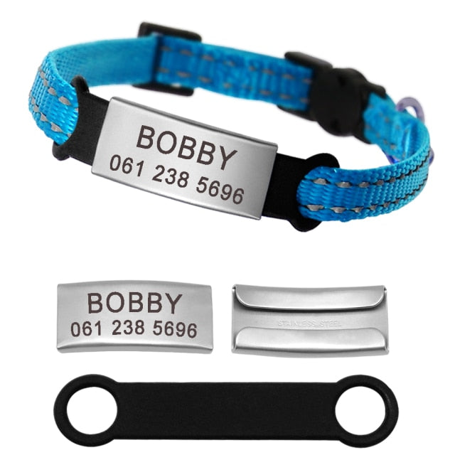 Nylon Cat Collar Personalized Pet Collars With Name ID Tag Reflective Kitten Collars Necklace For Pets Dog Accessories The Clothing Company Sydney