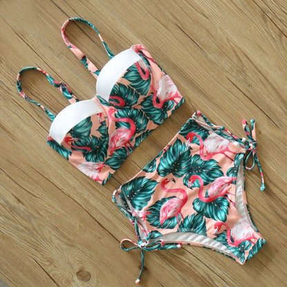 2 Piece Leaf Print Bikinis Women Swimsuit Vintage Retro Bathing Suit Halter High Waist Swimwear The Clothing Company Sydney