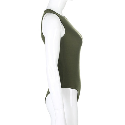 Black Sleeveless Ribbed Knitted Summer Solid Basic Bodycon Jumpsuit Body Women Fashion Bodysuit The Clothing Company Sydney