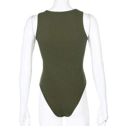 Black Sleeveless Ribbed Knitted Summer Solid Basic Bodycon Jumpsuit Body Women Fashion Bodysuit The Clothing Company Sydney