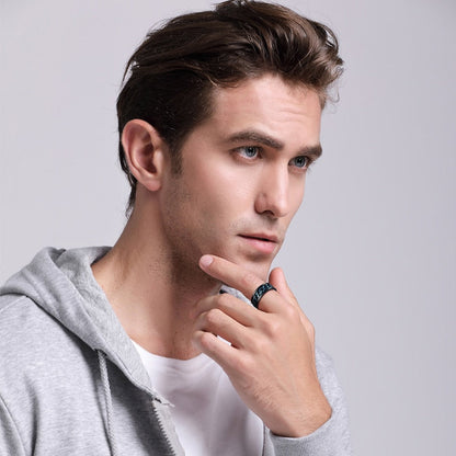 Spinner Chain Ring Men's Stainless Steel Fidget Metal Gold Black Blue silver Color Reliever Stress Jewellery Ring The Clothing Company Sydney