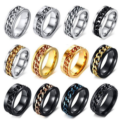 Men's Spinner Stainless Steel Metal Not Fade Gold Black Blue silver color Chain Ring The Clothing Company Sydney