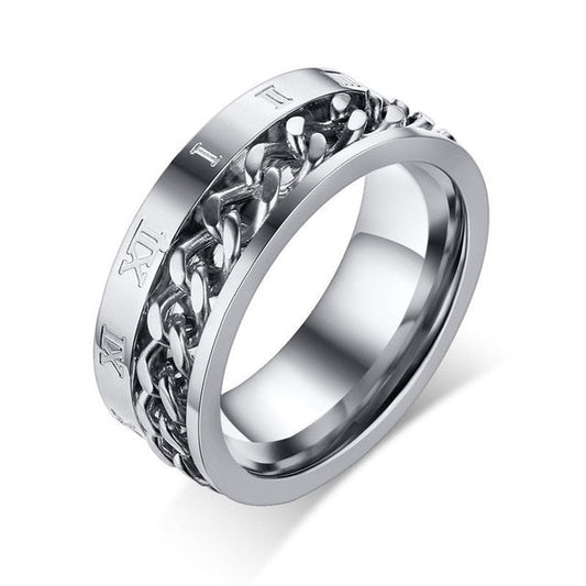 Spinner Chain Ring Men's Stainless Steel Fidget Metal Gold Black Blue silver Color Reliever Stress Jewellery Ring The Clothing Company Sydney