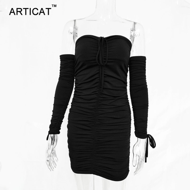 Autumn Winter Bandage Off Shoulder Long Sleeve Slim Elastic Bodycon Party Dresses The Clothing Company Sydney