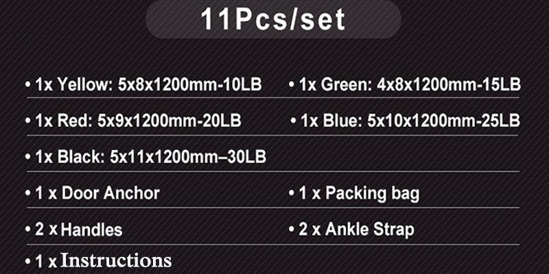 11 Piece/Set Latex Resistance Bands Crossfit Training Body Exercise Yoga Tubes Pull Rope Chest Expander Pilates Fitness with Bag The Clothing Company Sydney