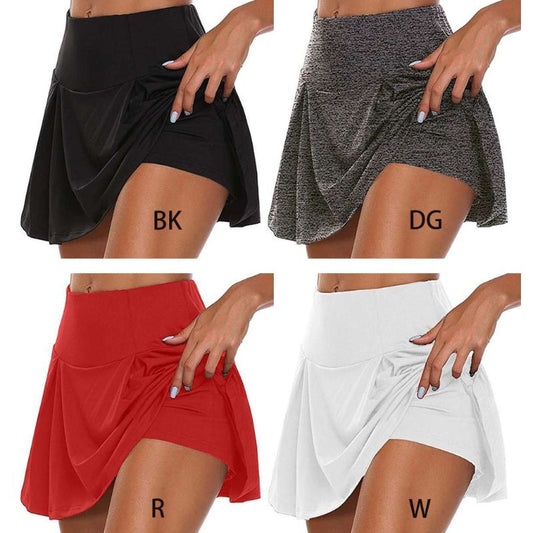 Women Basic Athletic Tennis Sports Skirt 2-In-1 Stretchy Running Leggings Skorts Solid Color Active Workout Fitness Shorts The Clothing Company Sydney