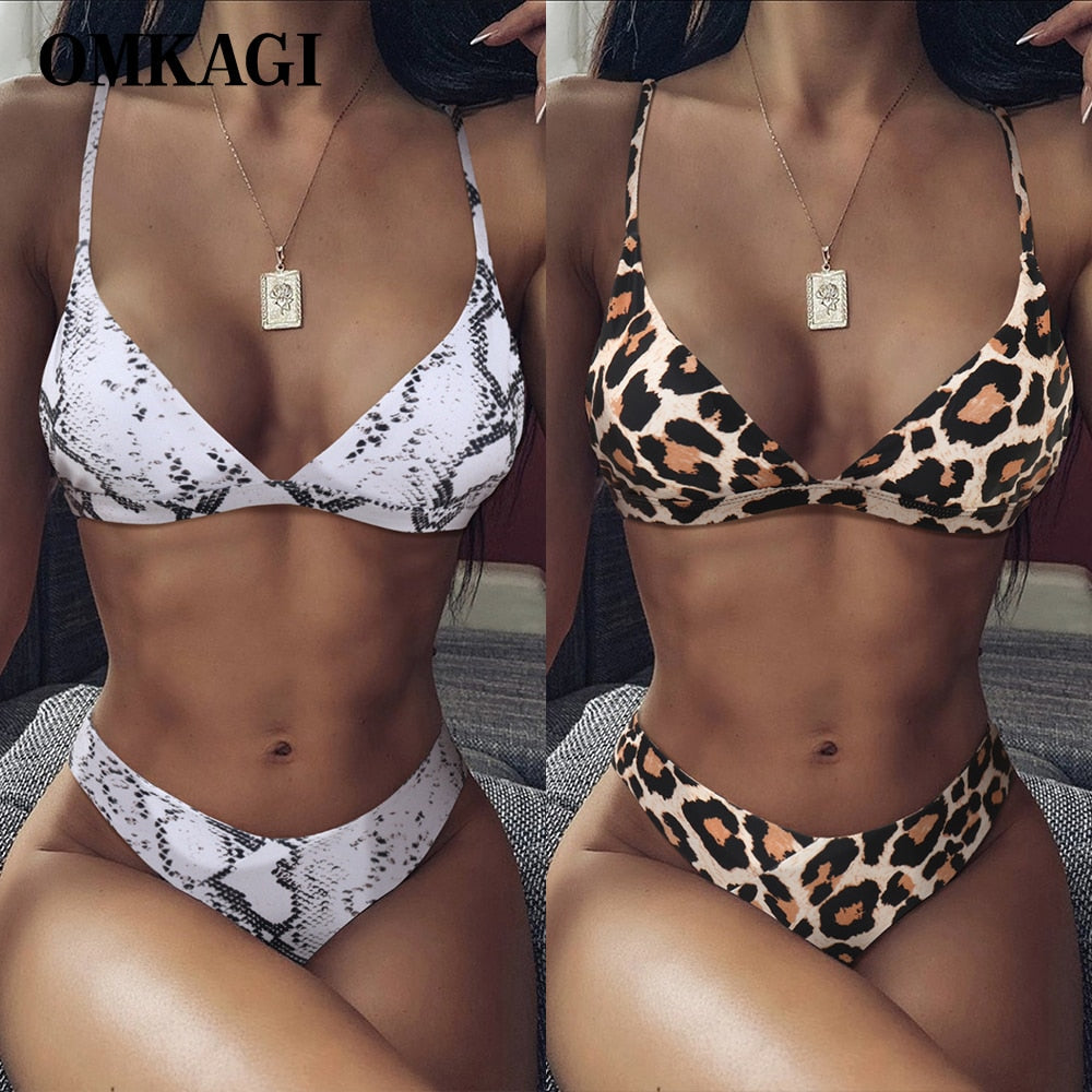2 Piece Micro Swimwear Women's Leopard Print High Cut Swimming Bathing Suit Sexy Swimsuit Brazilian Bikini Set The Clothing Company Sydney