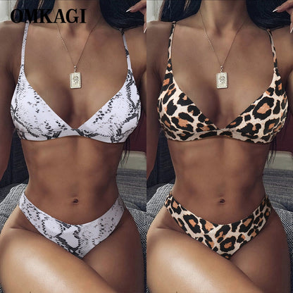2 Piece Micro Swimwear Women's Leopard Print High Cut Swimming Bathing Suit Sexy Swimsuit Brazilian Bikini Set The Clothing Company Sydney