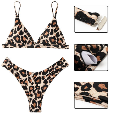2 Piece Micro Swimwear Women's Leopard Print High Cut Swimming Bathing Suit Sexy Swimsuit Brazilian Bikini Set The Clothing Company Sydney