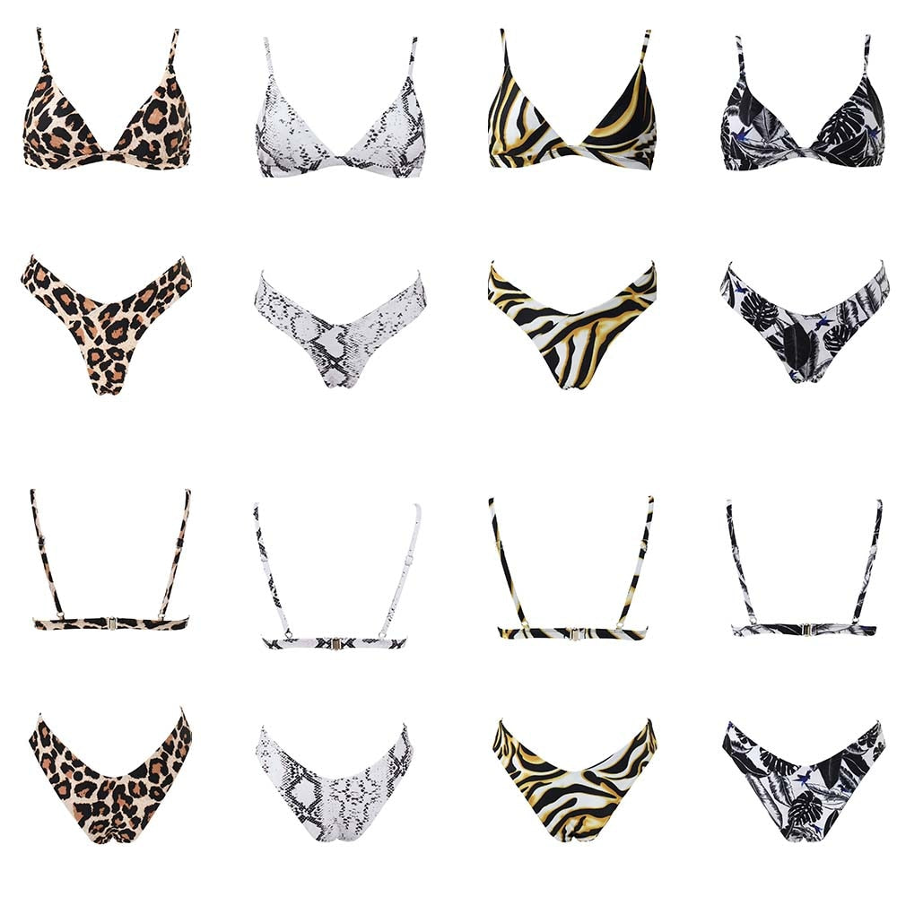 2 Piece Micro Swimwear Women's Leopard Print High Cut Swimming Bathing Suit Sexy Swimsuit Brazilian Bikini Set The Clothing Company Sydney