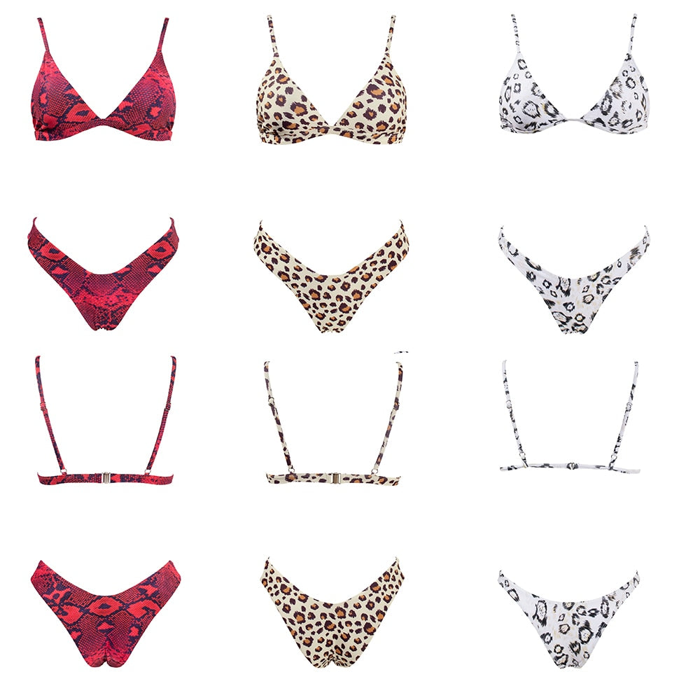 2 Piece Micro Swimwear Women's Leopard Print High Cut Swimming Bathing Suit Sexy Swimsuit Brazilian Bikini Set The Clothing Company Sydney