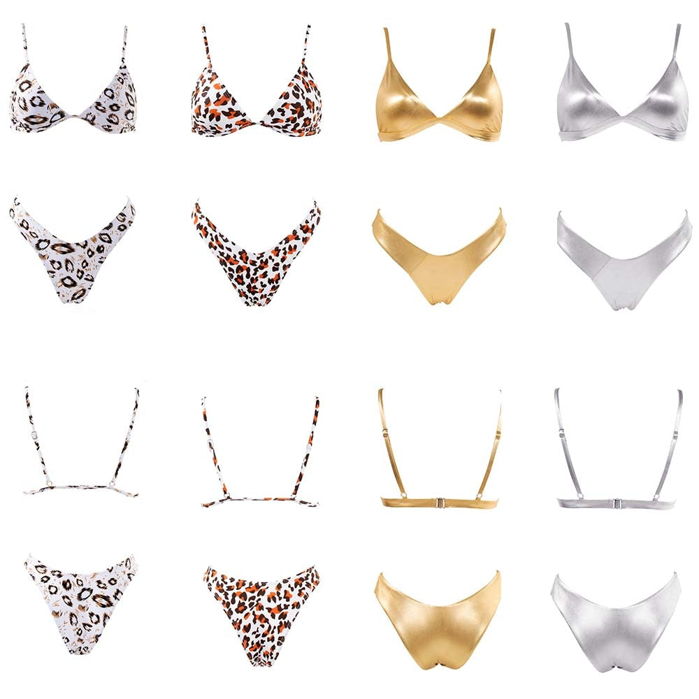 2 Piece Micro Swimwear Women's Leopard Print High Cut Swimming Bathing Suit Sexy Swimsuit Brazilian Bikini Set The Clothing Company Sydney