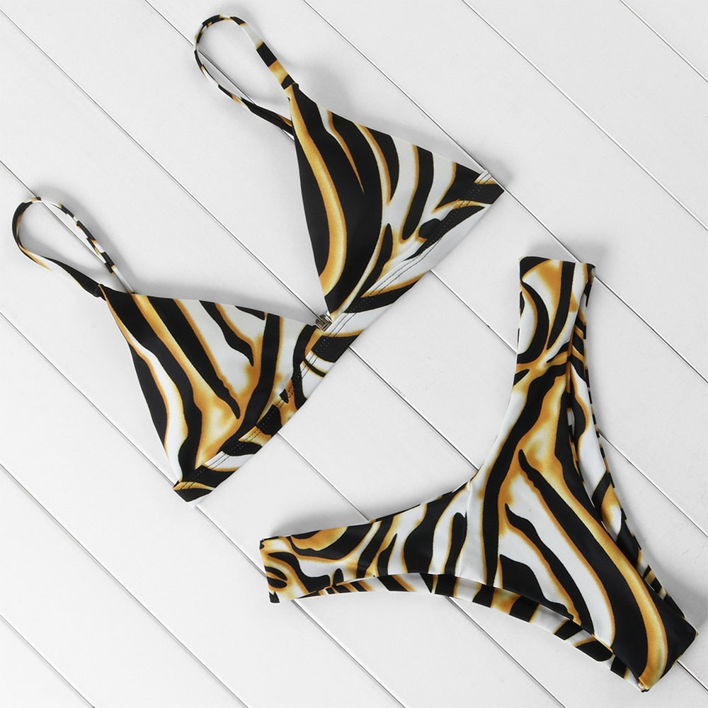 2 Piece Micro Swimwear Women's Leopard Print High Cut Swimming Bathing Suit Sexy Swimsuit Brazilian Bikini Set The Clothing Company Sydney