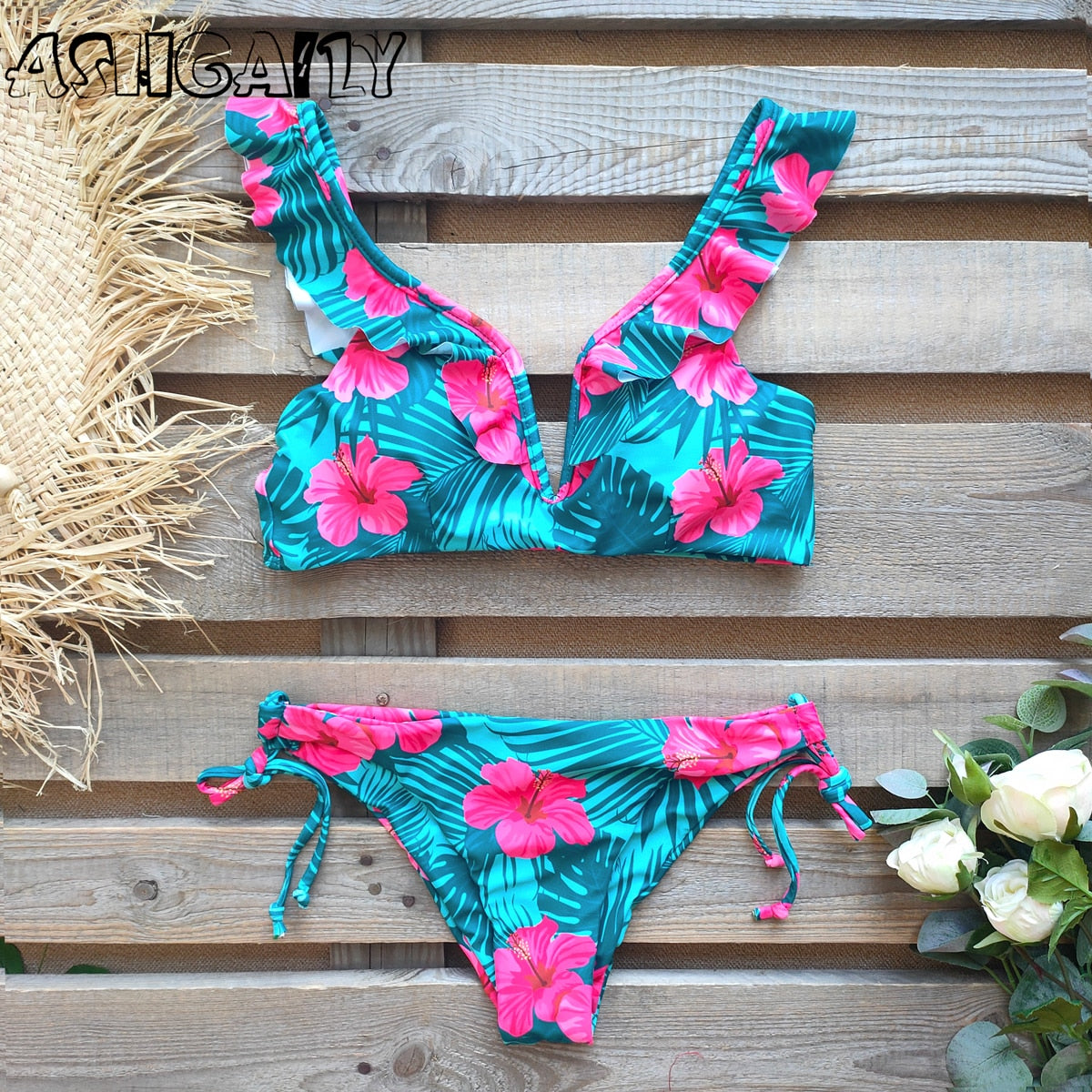 2 Piece Brazilian Women Print Side Tie Swimwear Push Up Swimsuit Bath Suit Bikini Set The Clothing Company Sydney