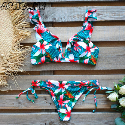 2 Piece Brazilian Women Print Side Tie Swimwear Push Up Swimsuit Bath Suit Bikini Set The Clothing Company Sydney
