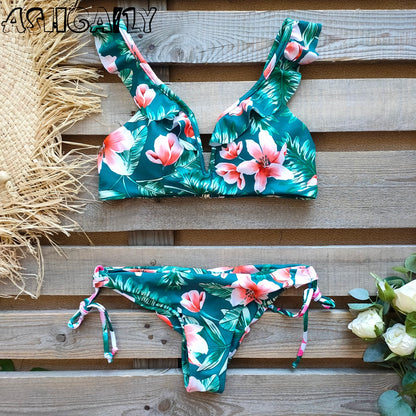 2 Piece Brazilian Women Print Side Tie Swimwear Push Up Swimsuit Bath Suit Bikini Set The Clothing Company Sydney