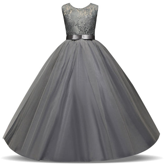 New Princess Lace Floral Embroidery Dress For Girls Vintage Children Dresses For Wedding Party Formal Ball Gown Kids Dress The Clothing Company Sydney