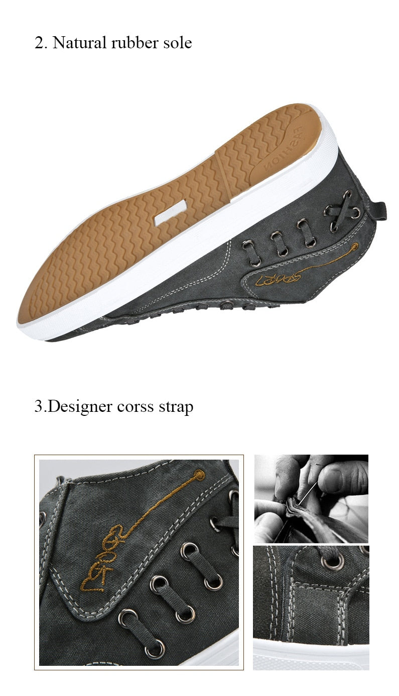 Casual Blue Canvas Vulcanized Shoes Male High Top Sneakers The Clothing Company Sydney