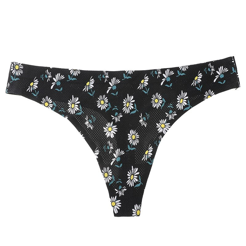 3 Pack Floral Print Panties String Soft Seamless Women's Underwear Low Waist Thongs Cotton Female Lingerie Briefs The Clothing Company Sydney
