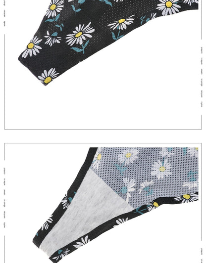 3 Pack Floral Print Panties String Soft Seamless Women's Underwear Low Waist Thongs Cotton Female Lingerie Briefs The Clothing Company Sydney