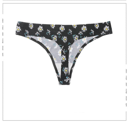 3 Pack Floral Print Panties String Soft Seamless Women's Underwear Low Waist Thongs Cotton Female Lingerie Briefs The Clothing Company Sydney