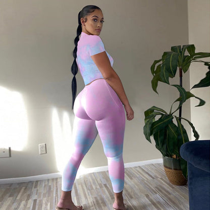 2 Piece tie dye sexy crop tops leggings bodycon summer fashion streetwear tracksuit sportswear Set The Clothing Company Sydney