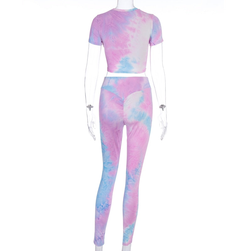 2 Piece tie dye sexy crop tops leggings bodycon summer fashion streetwear tracksuit sportswear Set The Clothing Company Sydney