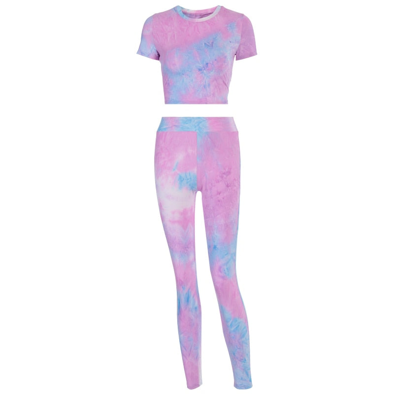 2 Piece tie dye sexy crop tops leggings bodycon summer fashion streetwear tracksuit sportswear Set The Clothing Company Sydney
