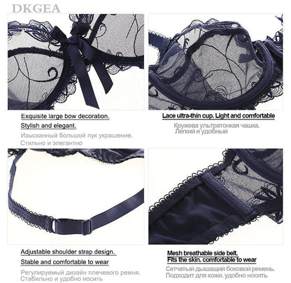 Fashion embroidery bras underwear women set plus size lingerie sexy C D cup Ultrathin transparent bra panties lace bra set The Clothing Company Sydney