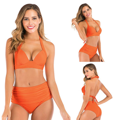 2 Piece High waist bikini set Halter bathing suit swimsuit Plus size bikini Floral print swimwear The Clothing Company Sydney