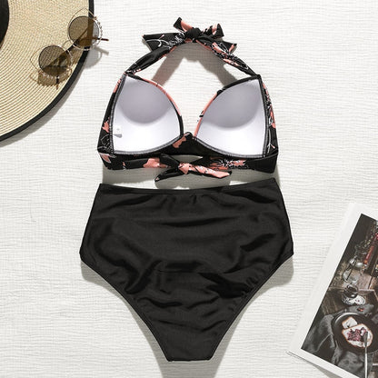 2 Piece High waist bikini set Halter bathing suit swimsuit Plus size bikini Floral print swimwear The Clothing Company Sydney