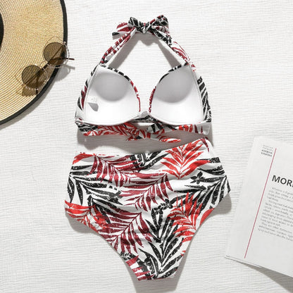 2 Piece High waist bikini set Halter bathing suit swimsuit Plus size bikini Floral print swimwear The Clothing Company Sydney