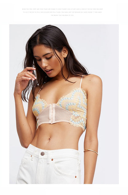 French Retro Lace Front Buckle Bra Set Wire Free Bralette Ultra-Thin Lingerie Sets Beauty Back Underwear The Clothing Company Sydney
