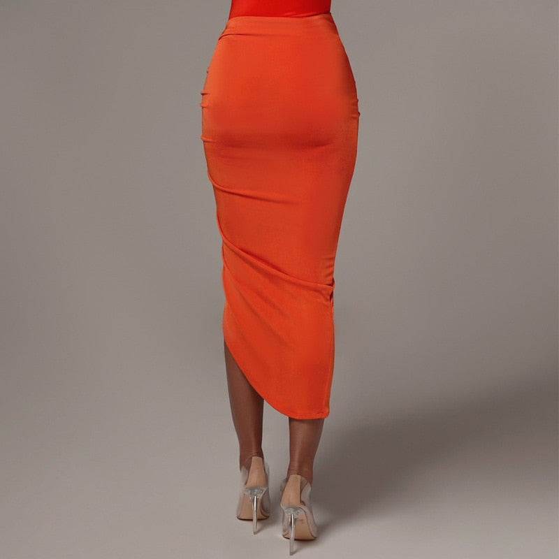 Drawstring Ruched High Waist Skirts Skinny Streetwear Split Midi Bodycon Summer Skirt The Clothing Company Sydney