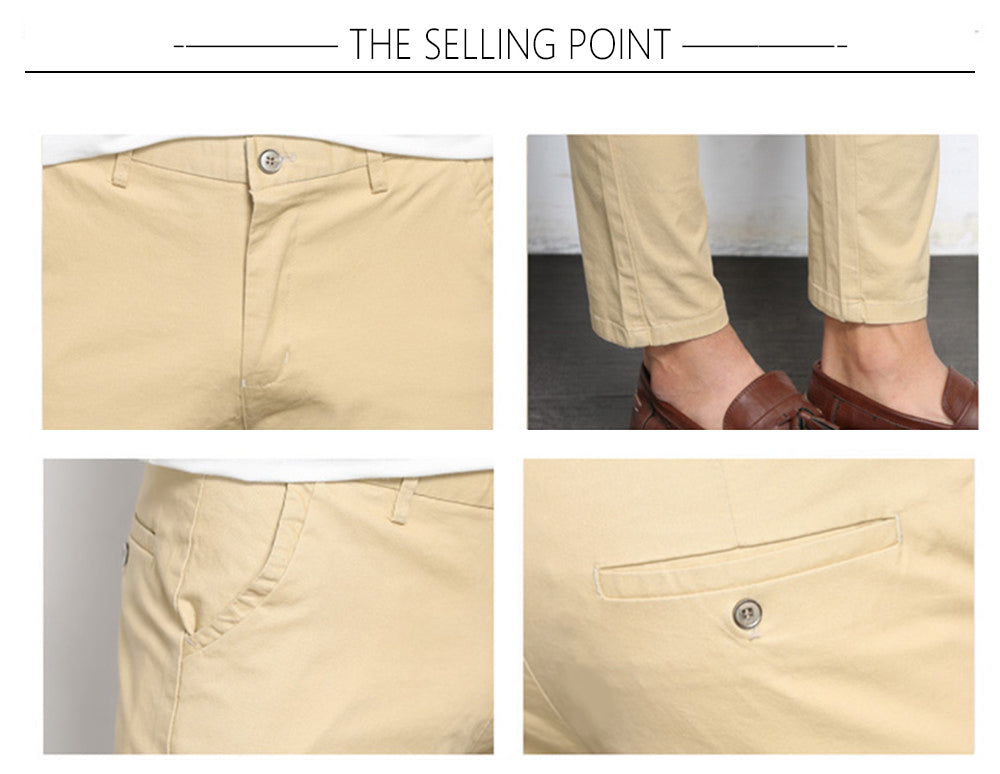 Autumn Mens Fashion Solid Color Casual Straight Slight Elastic Ankle-Length High Quality Formal Trousers Pants The Clothing Company Sydney