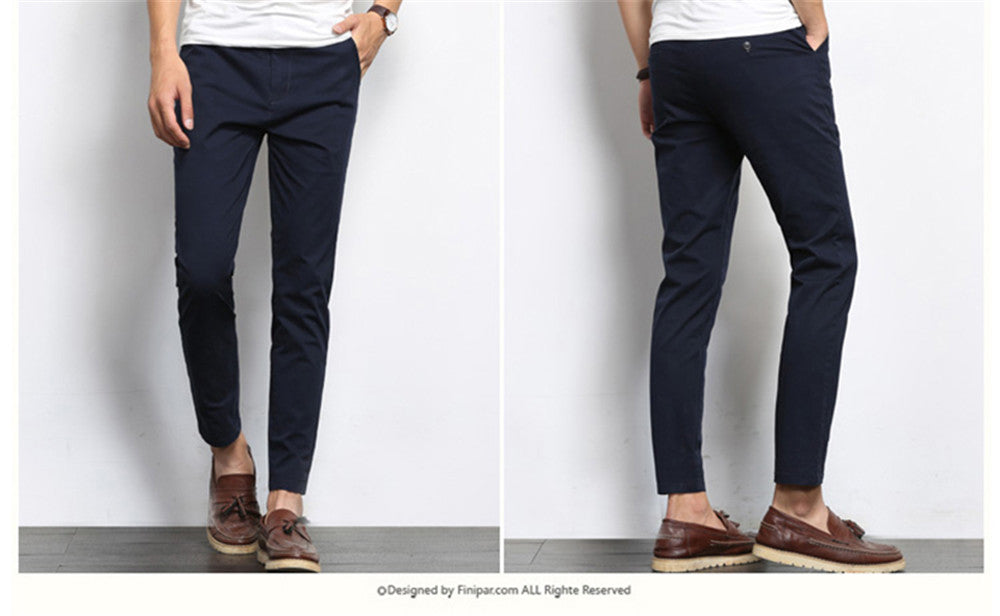Autumn Mens Fashion Solid Color Casual Straight Slight Elastic Ankle-Length High Quality Formal Trousers Pants The Clothing Company Sydney