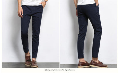 Autumn Mens Fashion Solid Color Casual Straight Slight Elastic Ankle-Length High Quality Formal Trousers Pants The Clothing Company Sydney