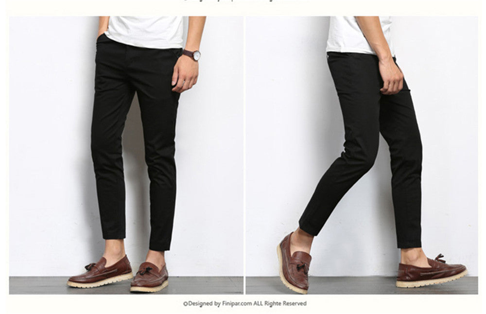 Autumn Mens Fashion Solid Color Casual Straight Slight Elastic Ankle-Length High Quality Formal Trousers Pants The Clothing Company Sydney