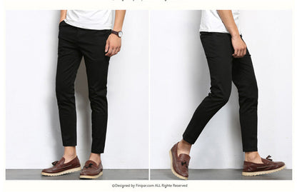 Autumn Mens Fashion Solid Color Casual Straight Slight Elastic Ankle-Length High Quality Formal Trousers Pants The Clothing Company Sydney