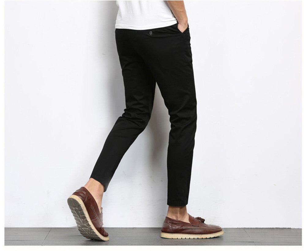 Autumn Mens Fashion Solid Color Casual Straight Slight Elastic Ankle-Length High Quality Formal Trousers Pants The Clothing Company Sydney