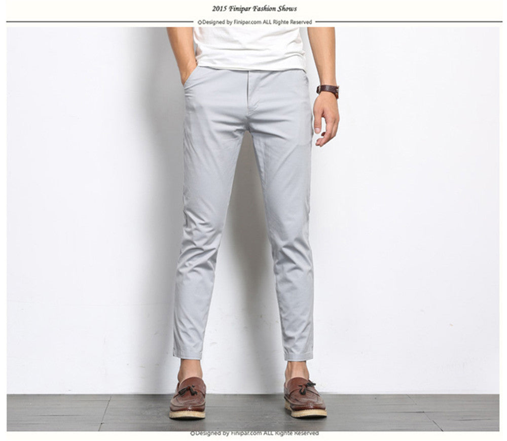 Autumn Mens Fashion Solid Color Casual Straight Slight Elastic Ankle-Length High Quality Formal Trousers Pants The Clothing Company Sydney