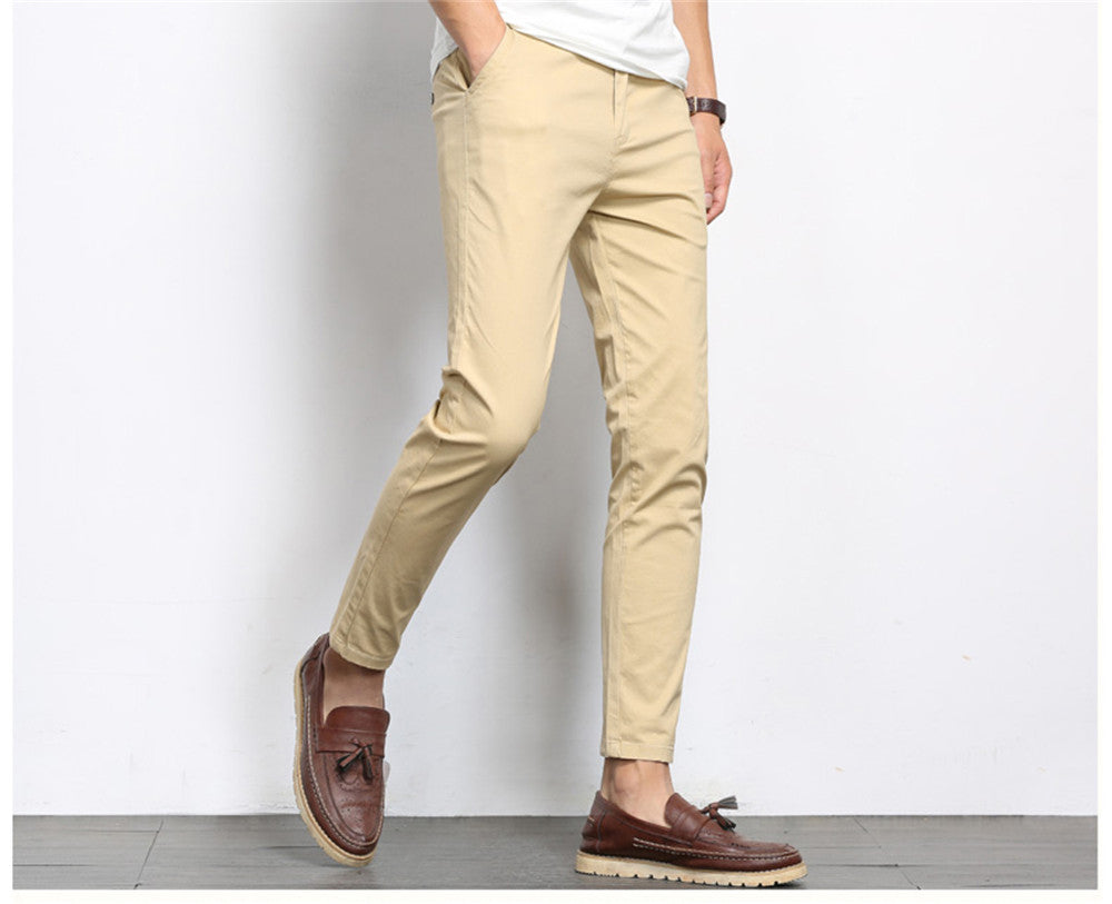 Autumn Mens Fashion Solid Color Casual Straight Slight Elastic Ankle-Length High Quality Formal Trousers Pants The Clothing Company Sydney