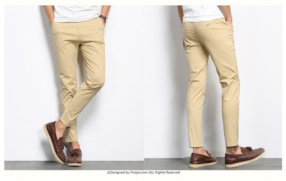 Autumn Mens Fashion Solid Color Casual Straight Slight Elastic Ankle-Length High Quality Formal Trousers Pants The Clothing Company Sydney