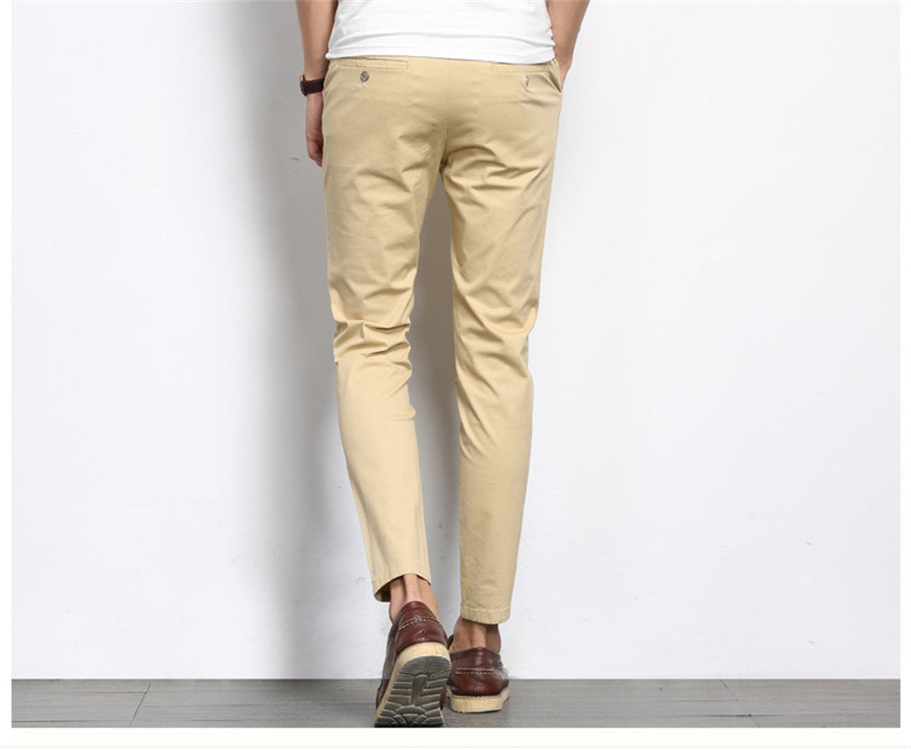 Autumn Mens Fashion Solid Color Casual Straight Slight Elastic Ankle-Length High Quality Formal Trousers Pants The Clothing Company Sydney