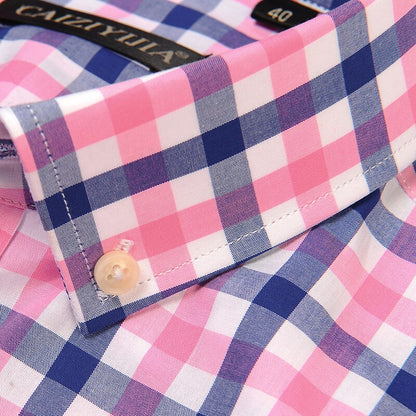 England Style Plaid Checked Cotton Men's Pocket-less Design Short Sleeve Summer Casual Standard-fit Button-down Thin Shirt The Clothing Company Sydney