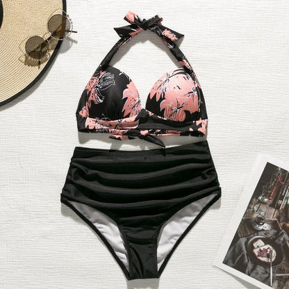 2 Piece High waist bikini set Halter bathing suit swimsuit Plus size bikini Floral print swimwear The Clothing Company Sydney