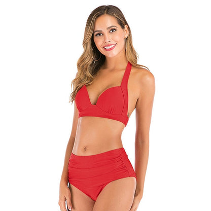2 Piece High waist bikini set Halter bathing suit swimsuit Plus size bikini Floral print swimwear The Clothing Company Sydney