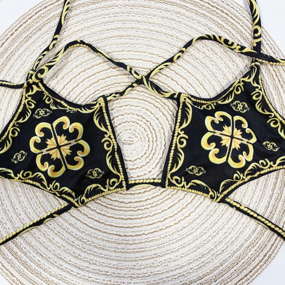 2 Piece High Waist Hollow Out Bandeau Swimsuit Lace Up Micro Bikini Backless Bathing Suit The Clothing Company Sydney