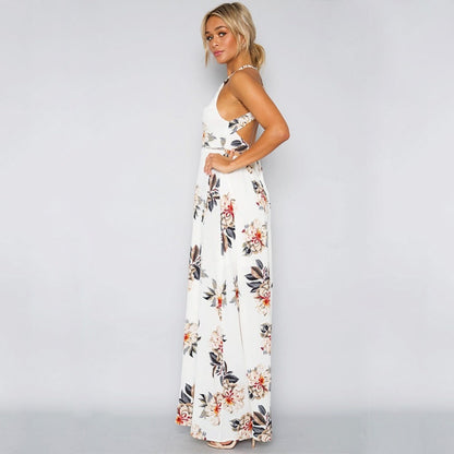 Bohemian Floral Print Summer Maxi Dress Off Shoulder Women Beach Long Backless Sexy Split Party Dresses The Clothing Company Sydney